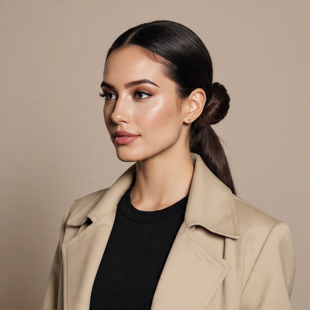 Knotted Slick Back Ponytail Hairstyle