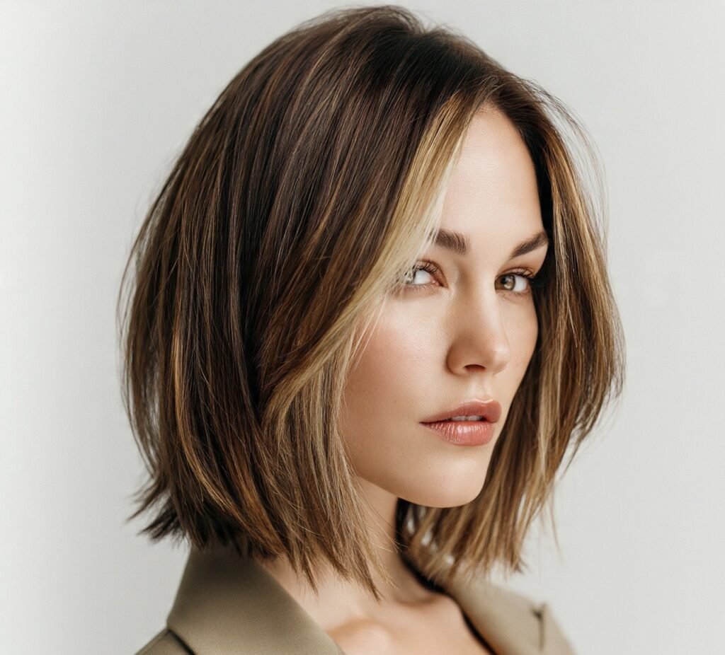 Long Bob with Money Piece Highlights