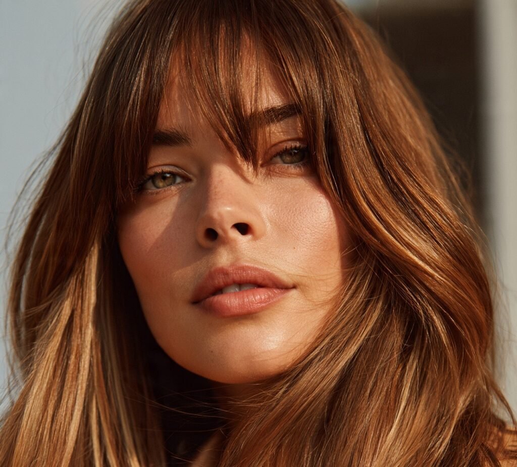 Long Hair with Curtain Bangs