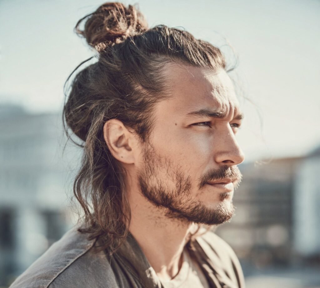 Long Hair with a Top Knot cropped