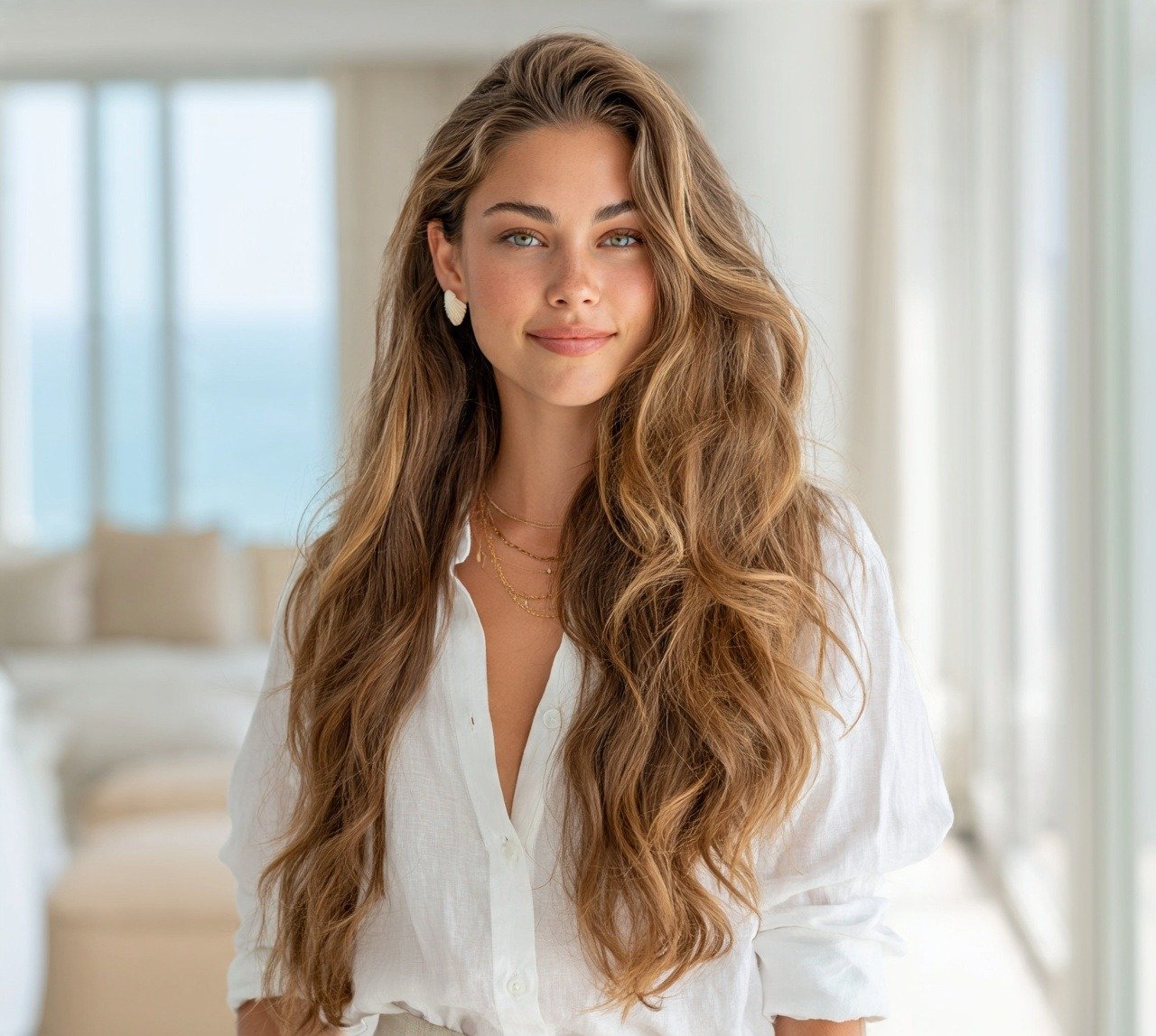 Long Layered Beach Wave Haircut