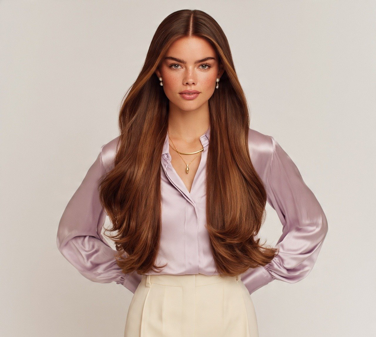 Long Layered Haircut with Center Part