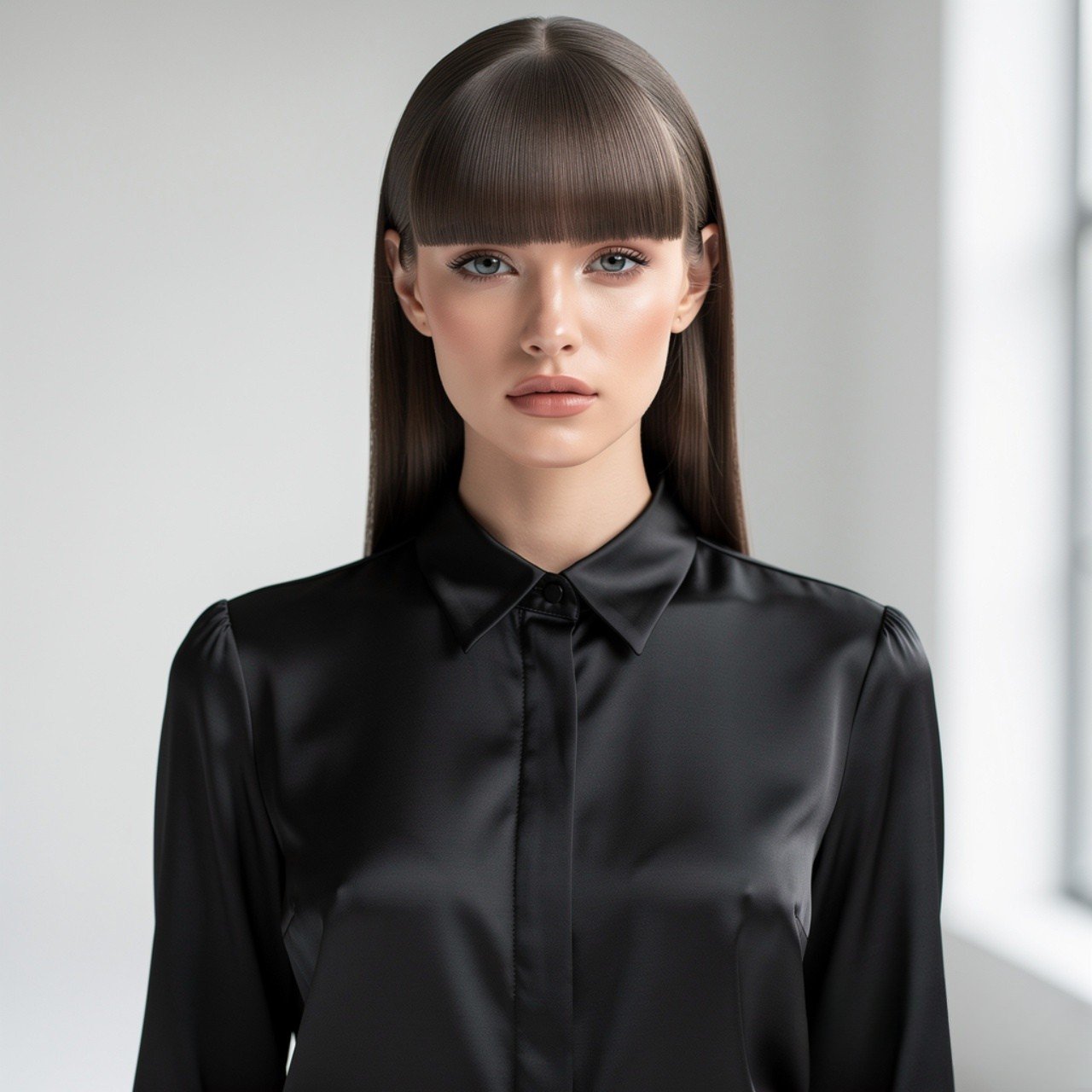 Long Straight Hair with Blunt Cut