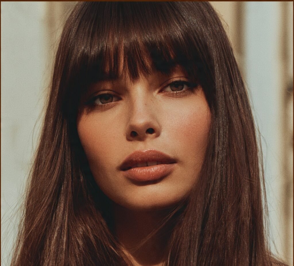Long Straight Hair with Curtain Bangs 1