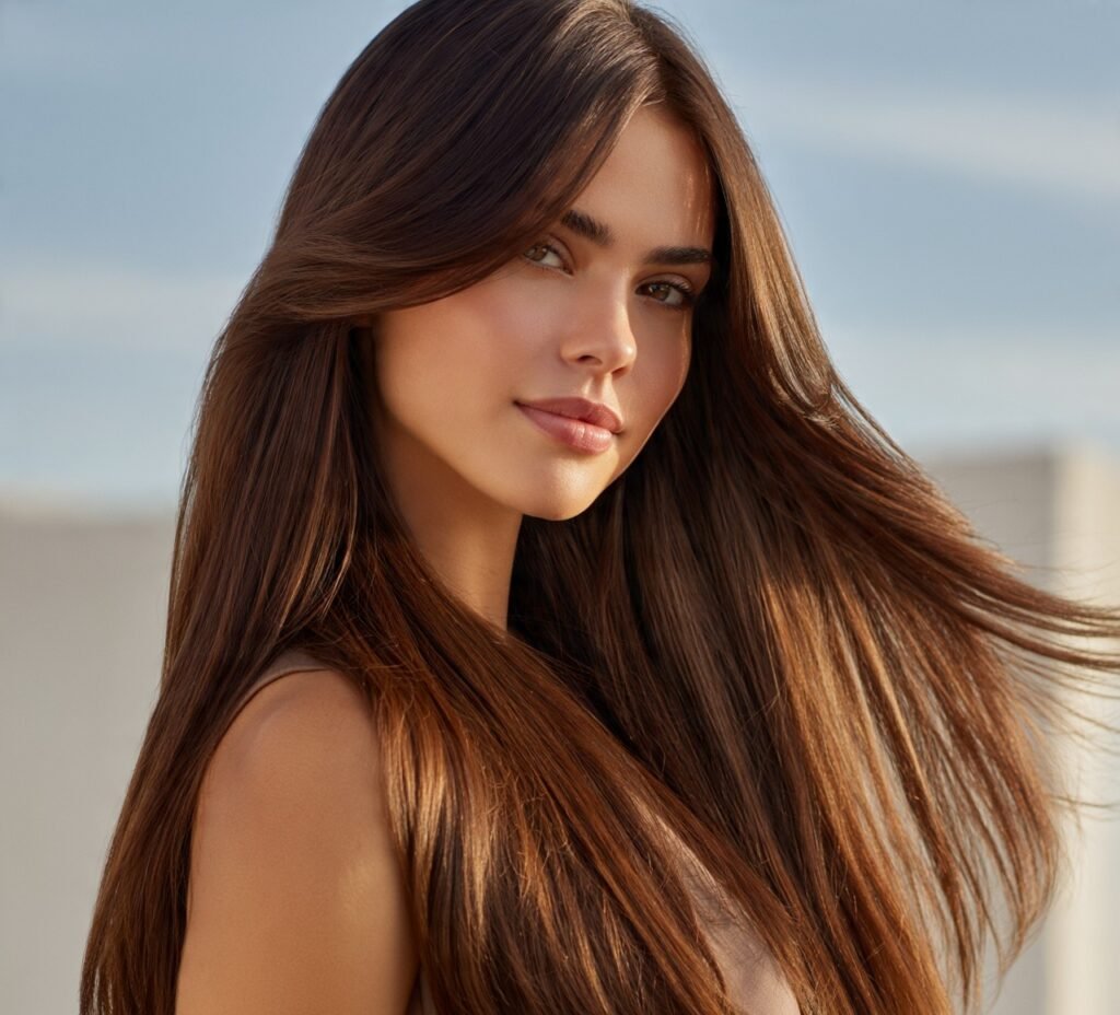 Long Straight Hair with Face Framing Layers