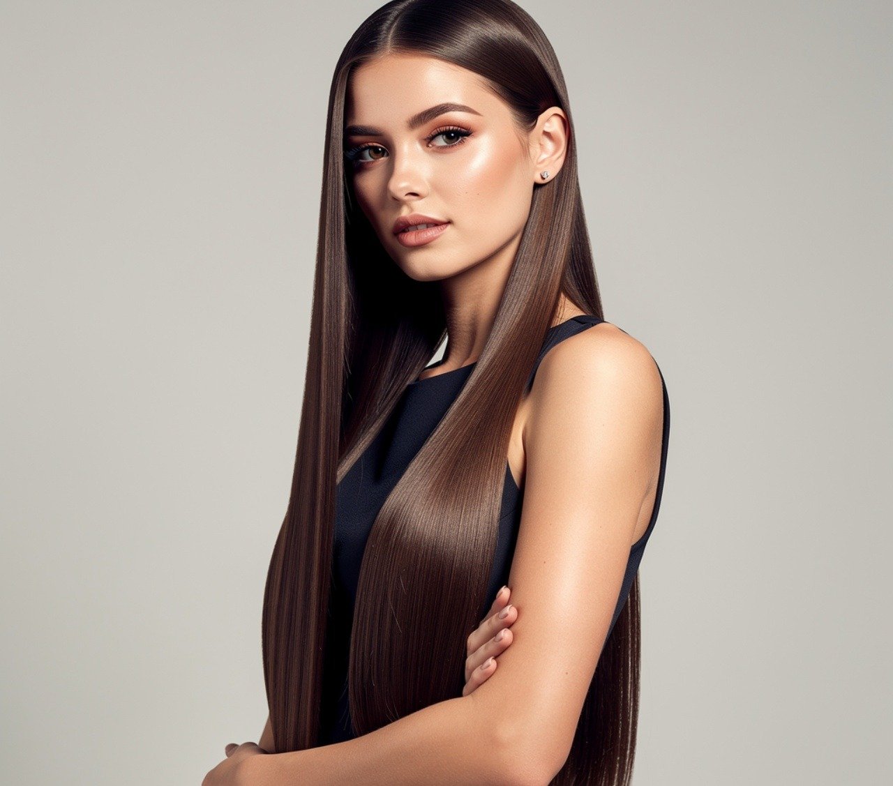 Long Straight Hair with Subtle V Cut