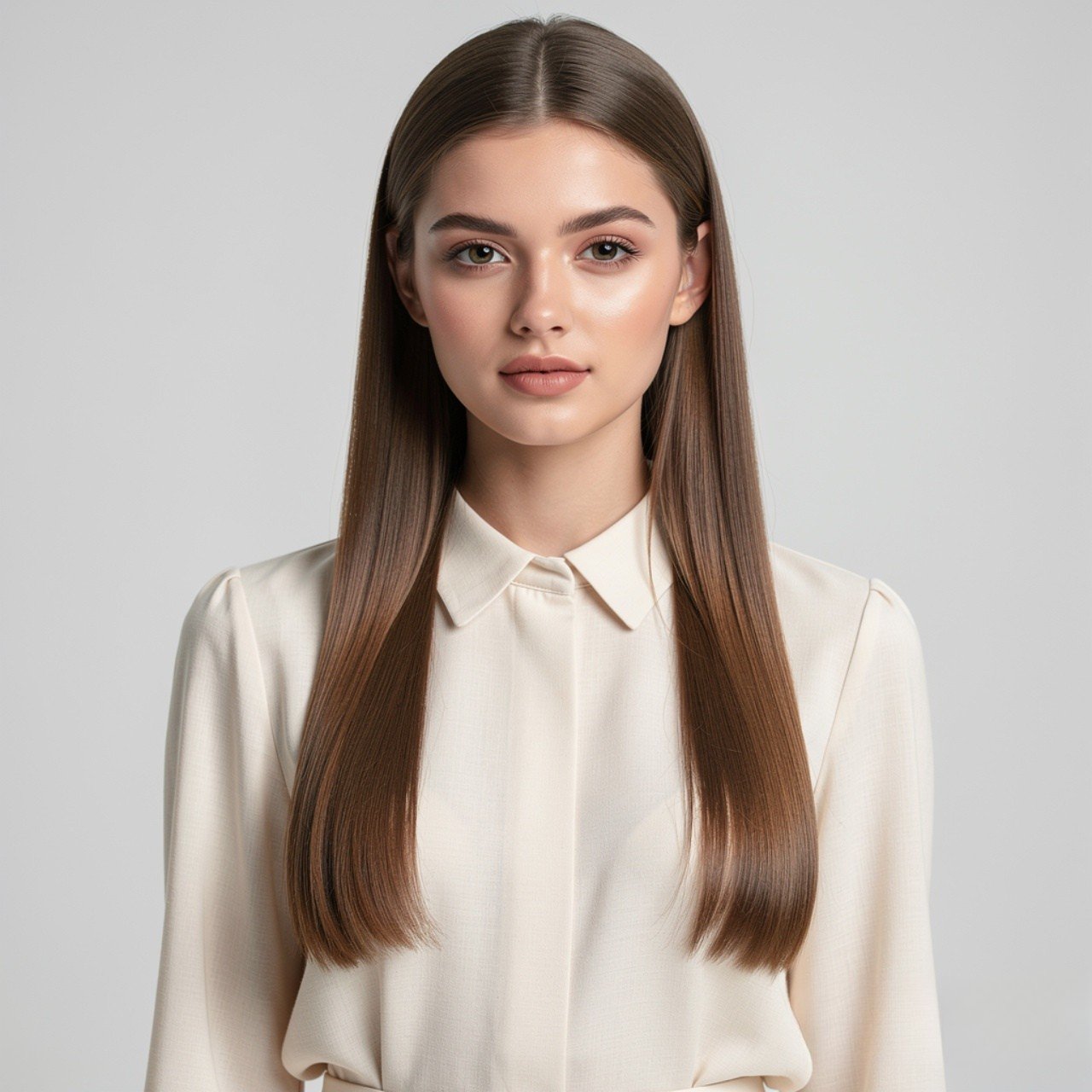 Long Straight Hair with a Middle Part