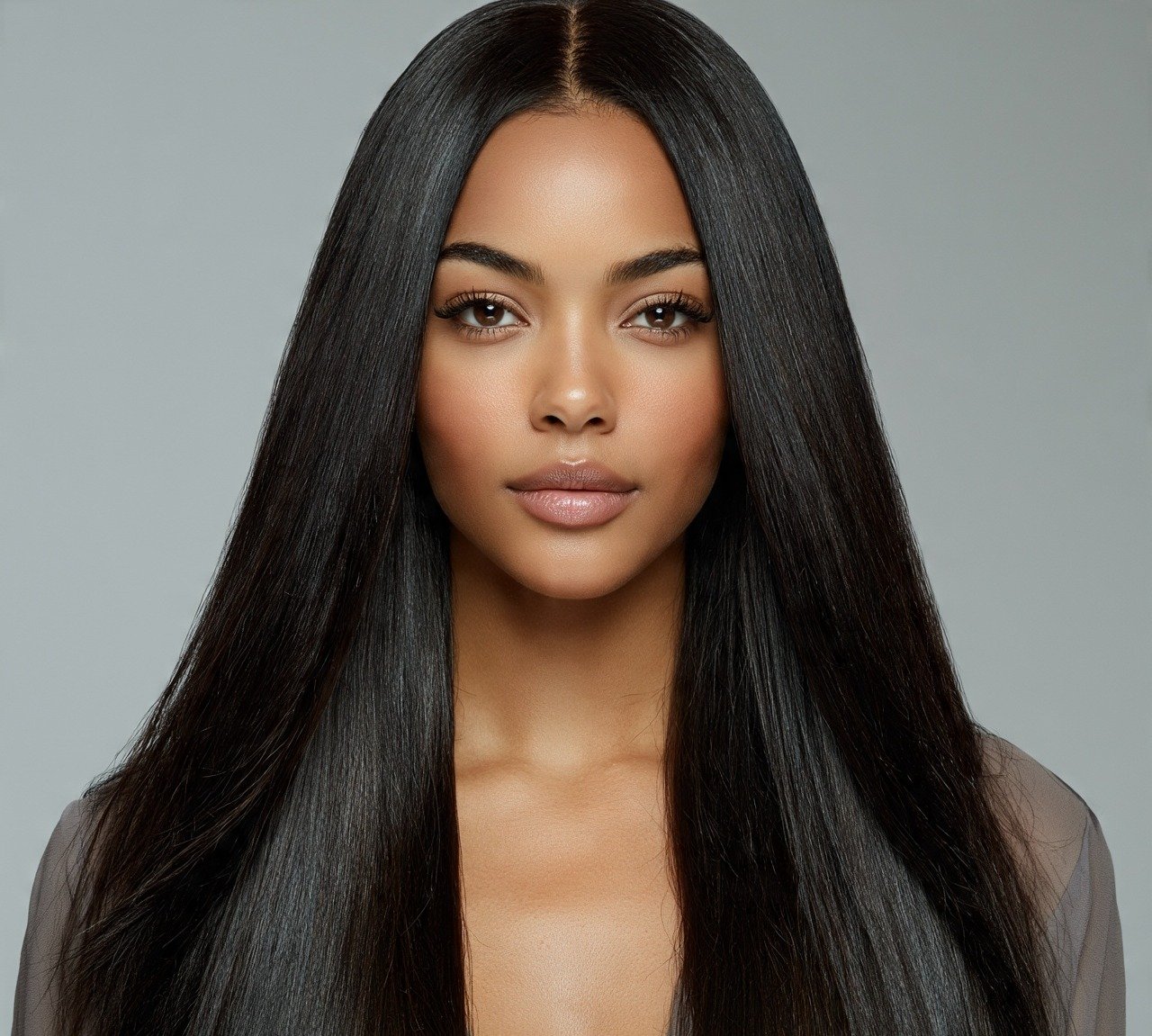 Long Straight Middle Part Hairstyle