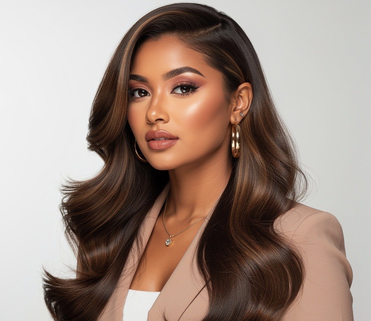 Long layered quick weave hairstyles side part for oval face