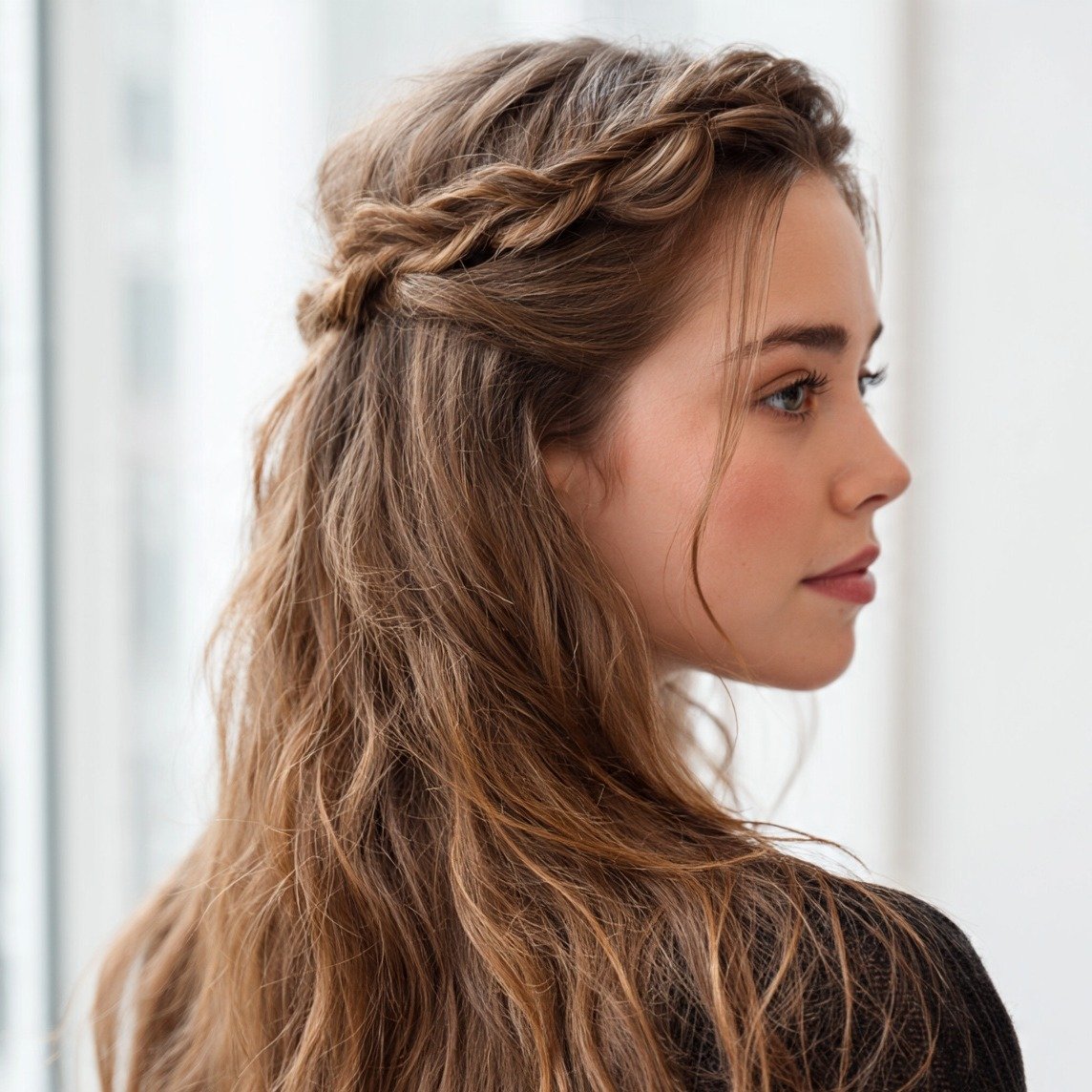 15 Trending Simple Hairstyles for Medium Hair That Are Easy and Stylish 4 Loose Half Up Twist