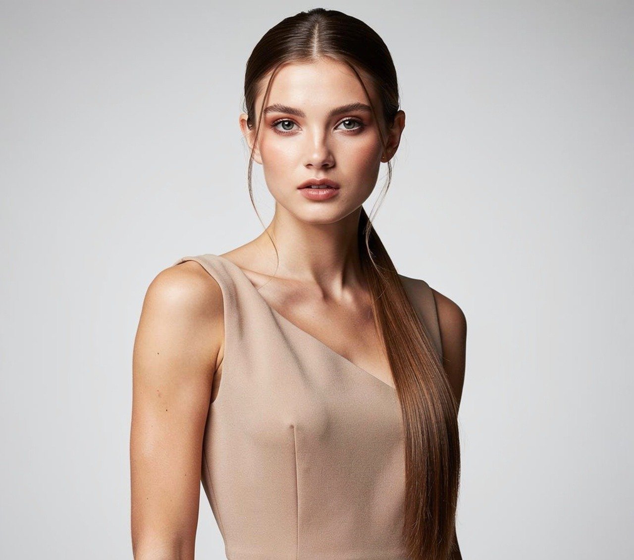 Loose Low Ponytail with a Center Part