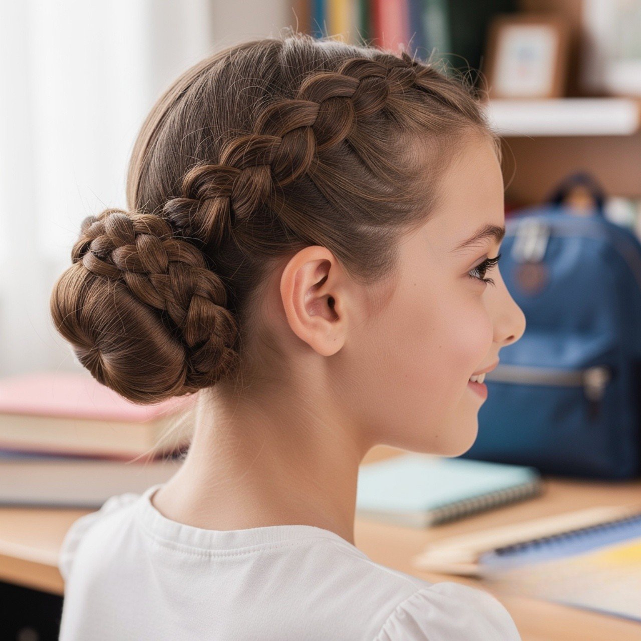 Low Braided Bun Easy Hairstyle