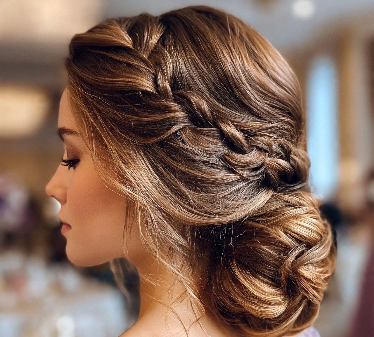 13 Trendy Prom Hairstyles For Long Hair to Make a Statement 11 Low Braided Bun Prom Hairstyles For Long Hair