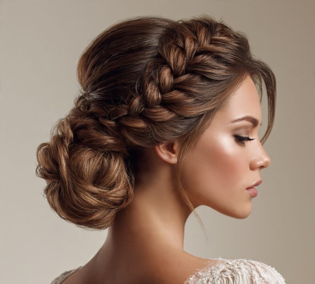 Low Bun with Braid Wrap cropped