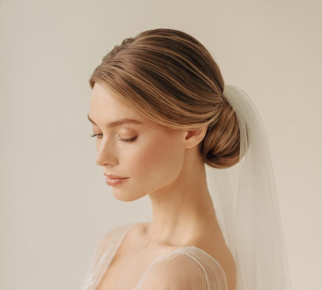 Low Bun with Veil Underneath cropped
