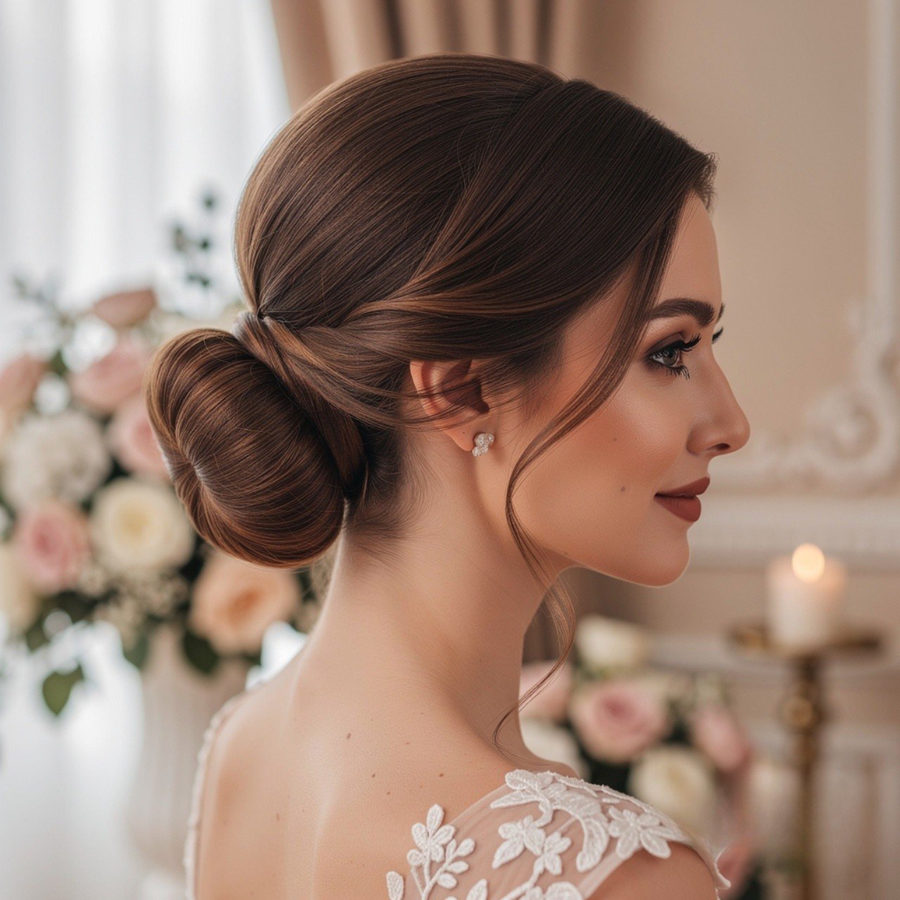 15 Trending Easy Wedding Guest Hairstyles for Elegant Looks 3 Low Chignon Bun Wedding Guest Hairstyle