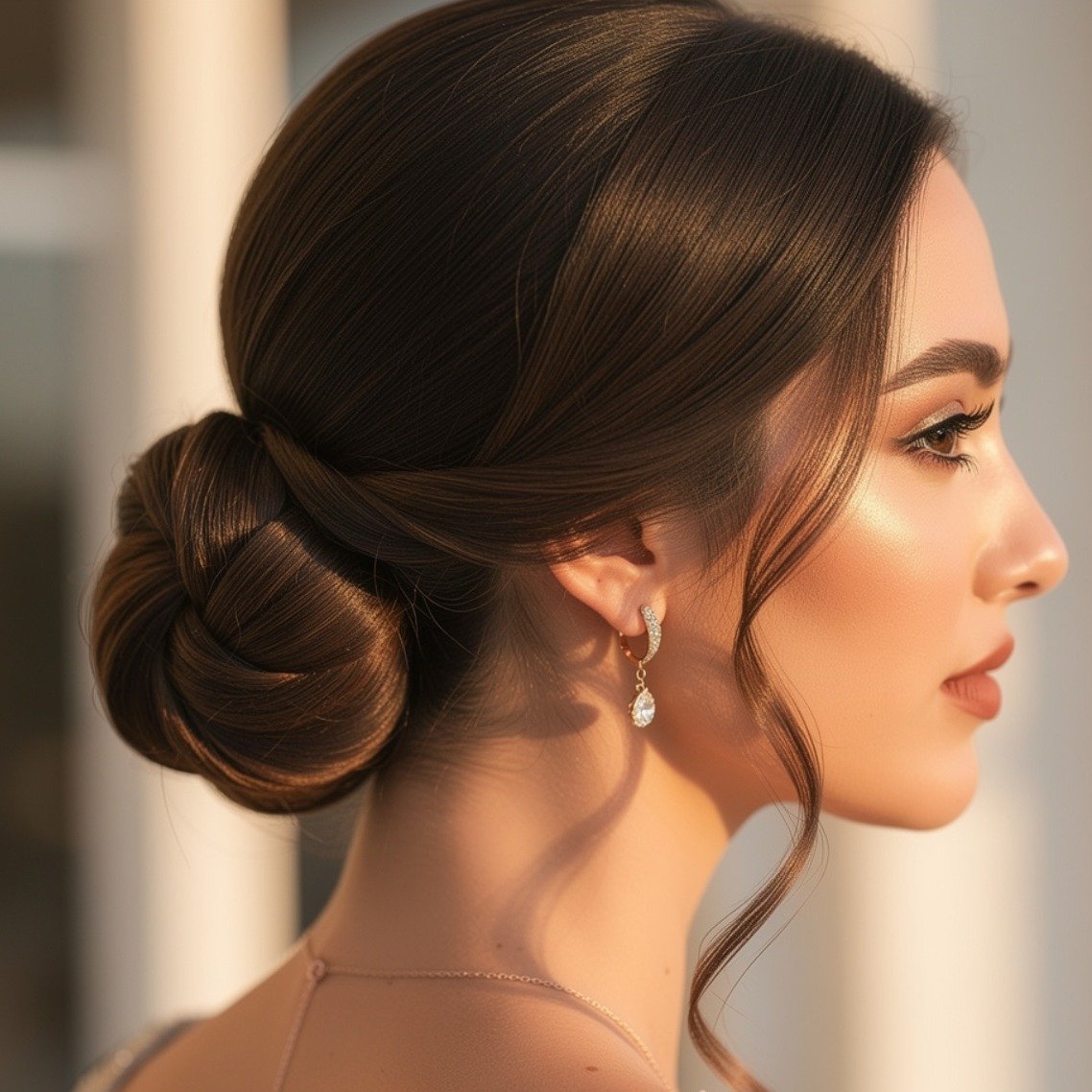 15 Simple Wedding Hairstyles That Look Elegant and Timeless 2 Low Chignon Bun