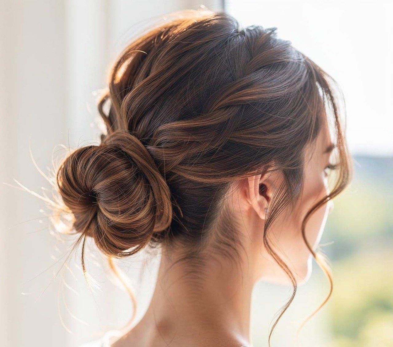 16 Easy Hairstyles for School That Look Cute and Take Minutes 8 Low Messy Bun with Strands Easy Hairstyle 2