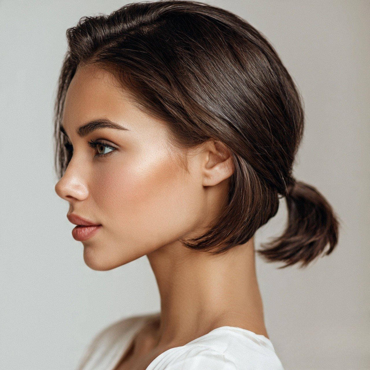 Low Mini Ponytail For Short Hair