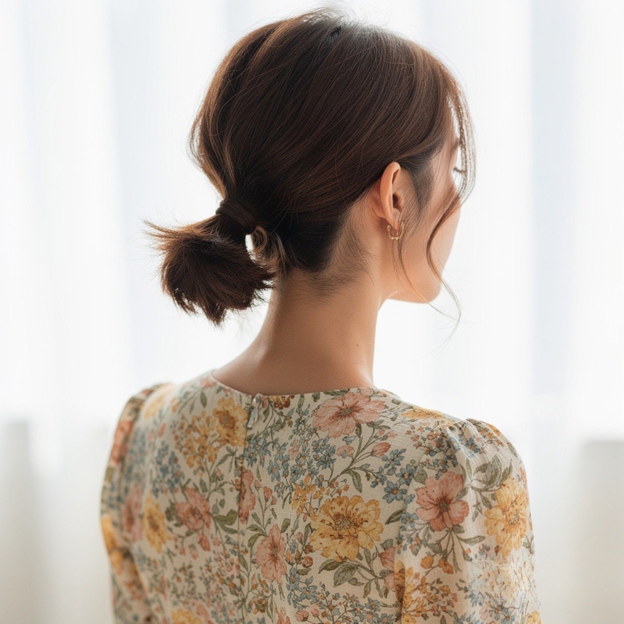 14 Trendy Summer Hairstyles for Short Hair that You’ll Love 8 Low Mini Ponytail Summer Hairstyle for Short Hair
