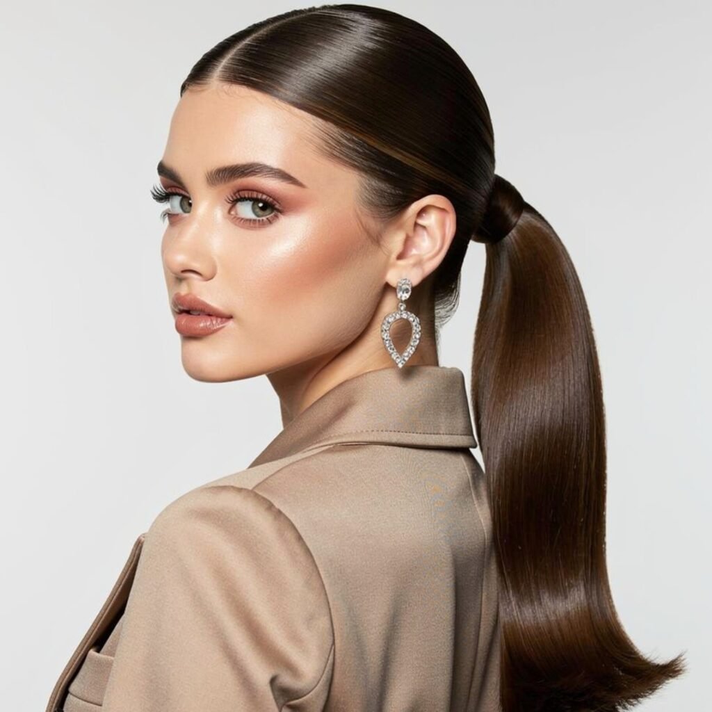 Low Ponytail with Middle Part