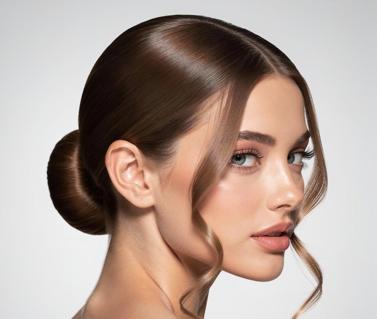 14 Trending Straight Hairstyles for Wedding Guests, Brides, and Bridesmaids 13 Low Sleek Bun with Face Framing Tendrils