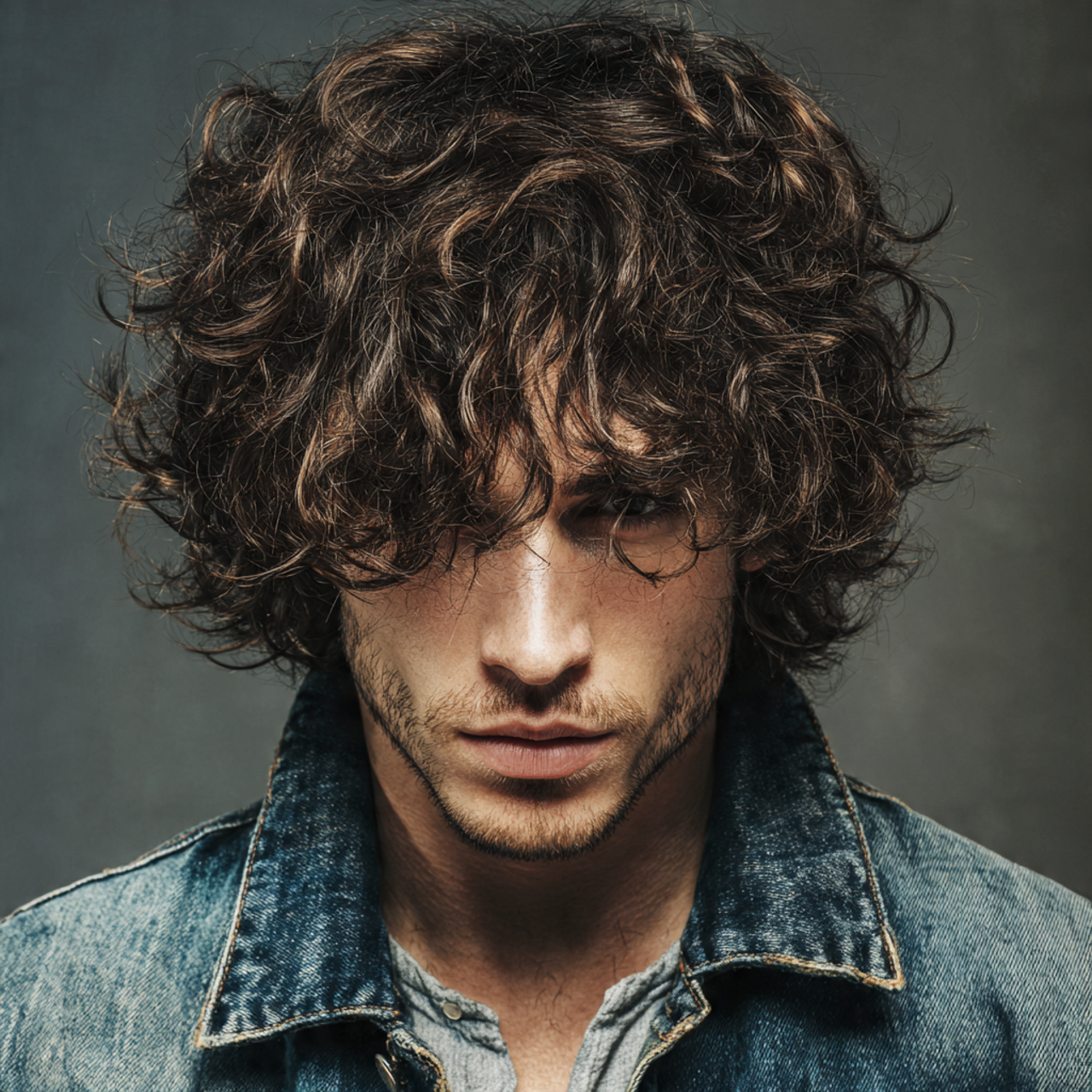 Medium Curly Shag Hairstyle For Men
