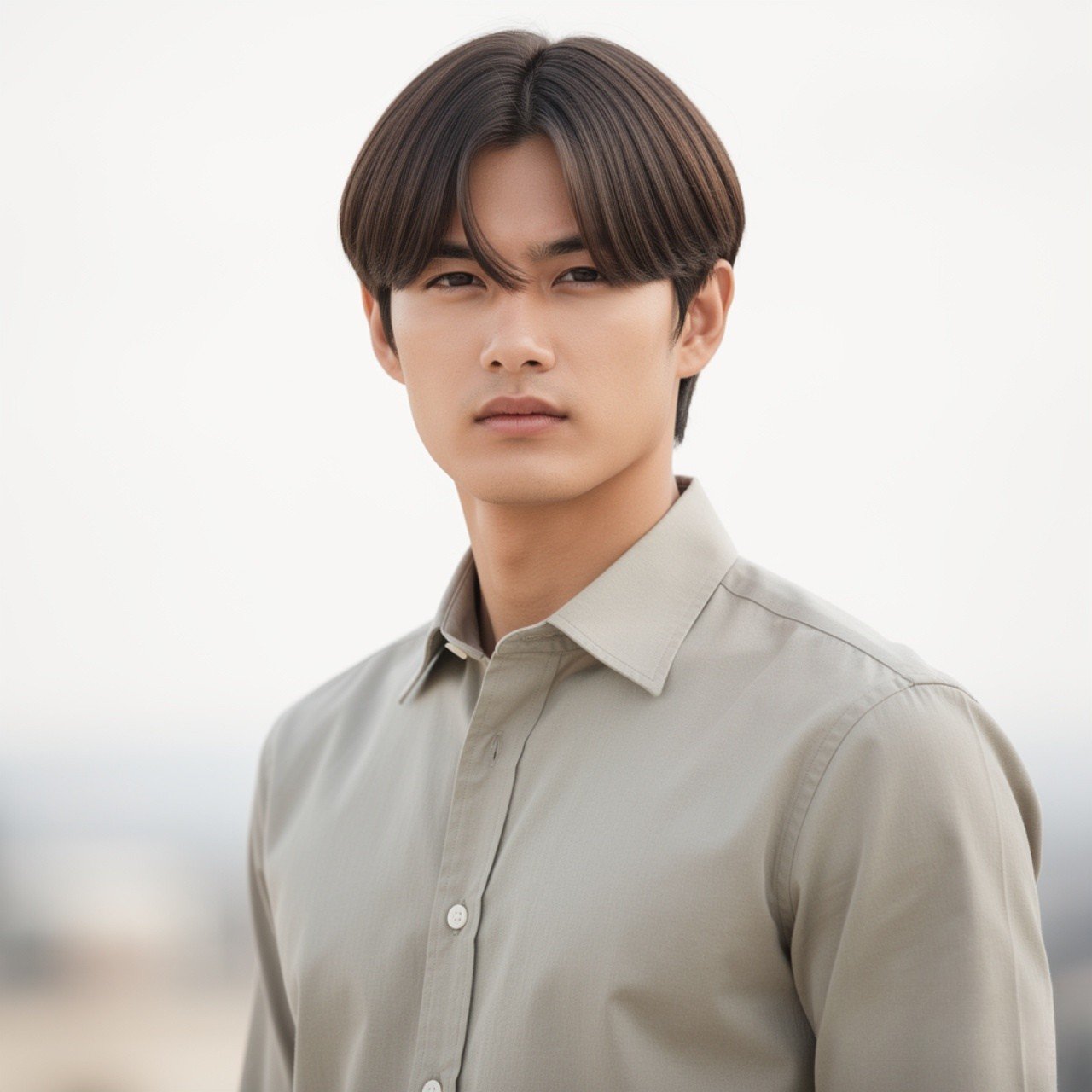 Mens Straight Curtain Hairstyle