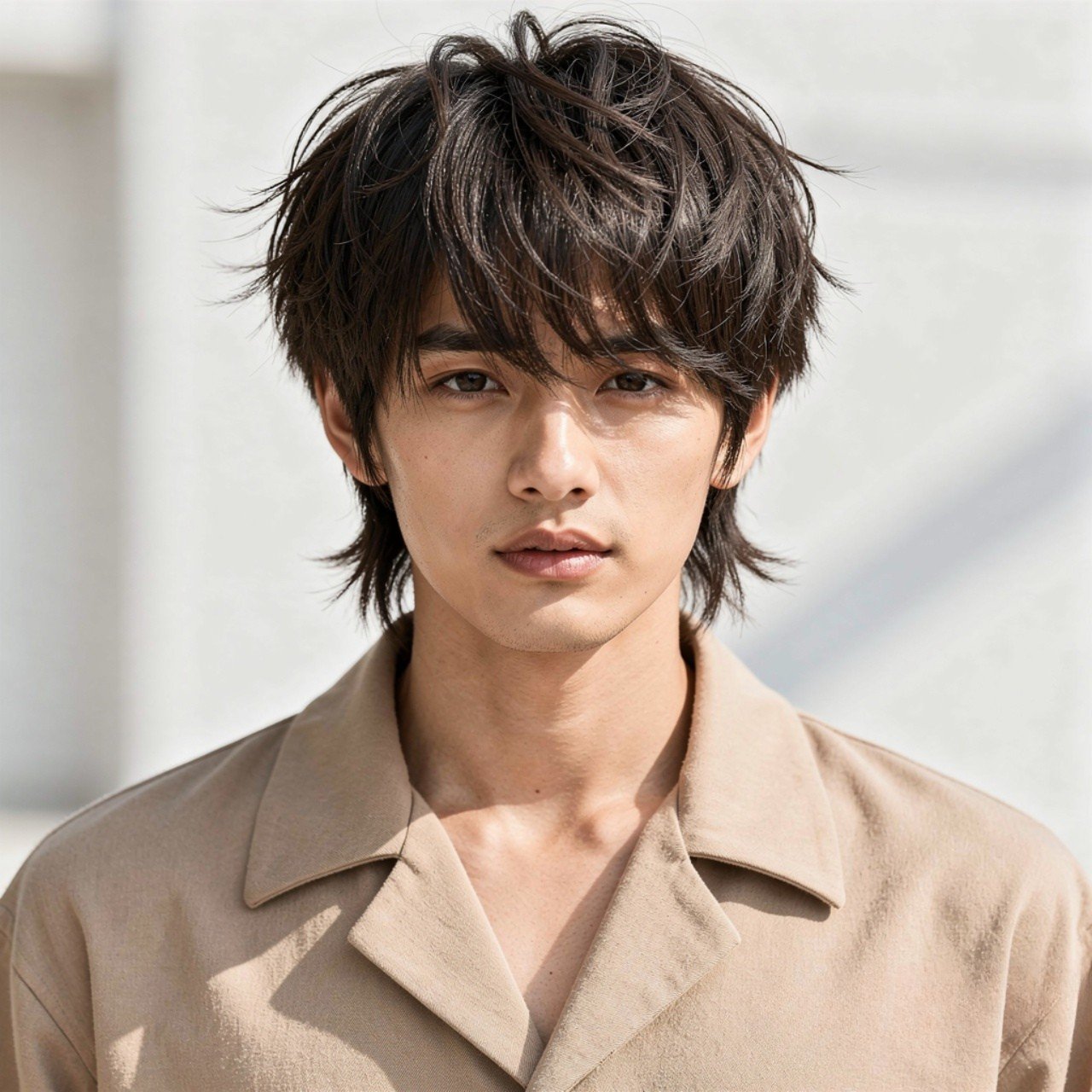 Mens Straight Hair Wolf Cut