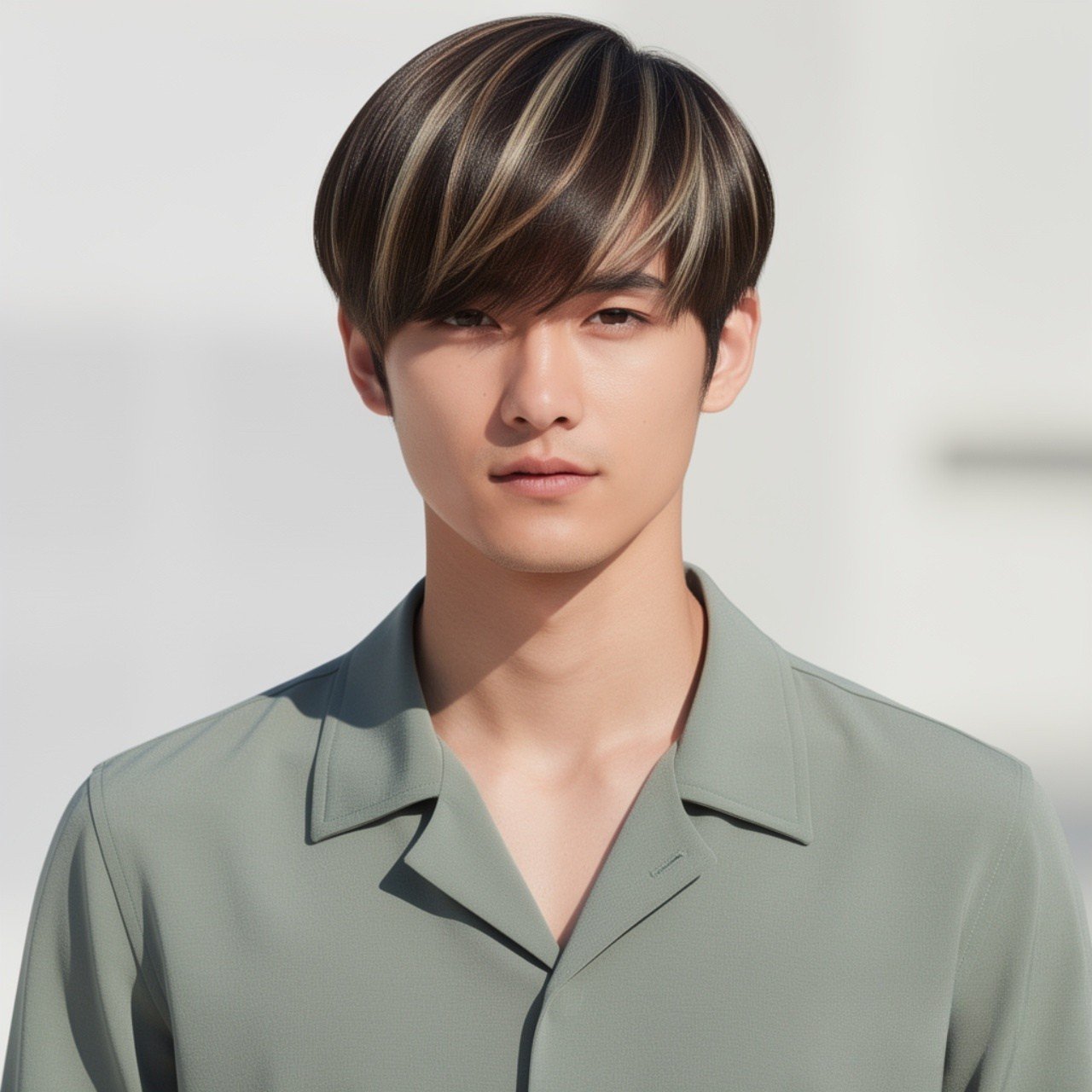 Mens Straight Hair with Highlights