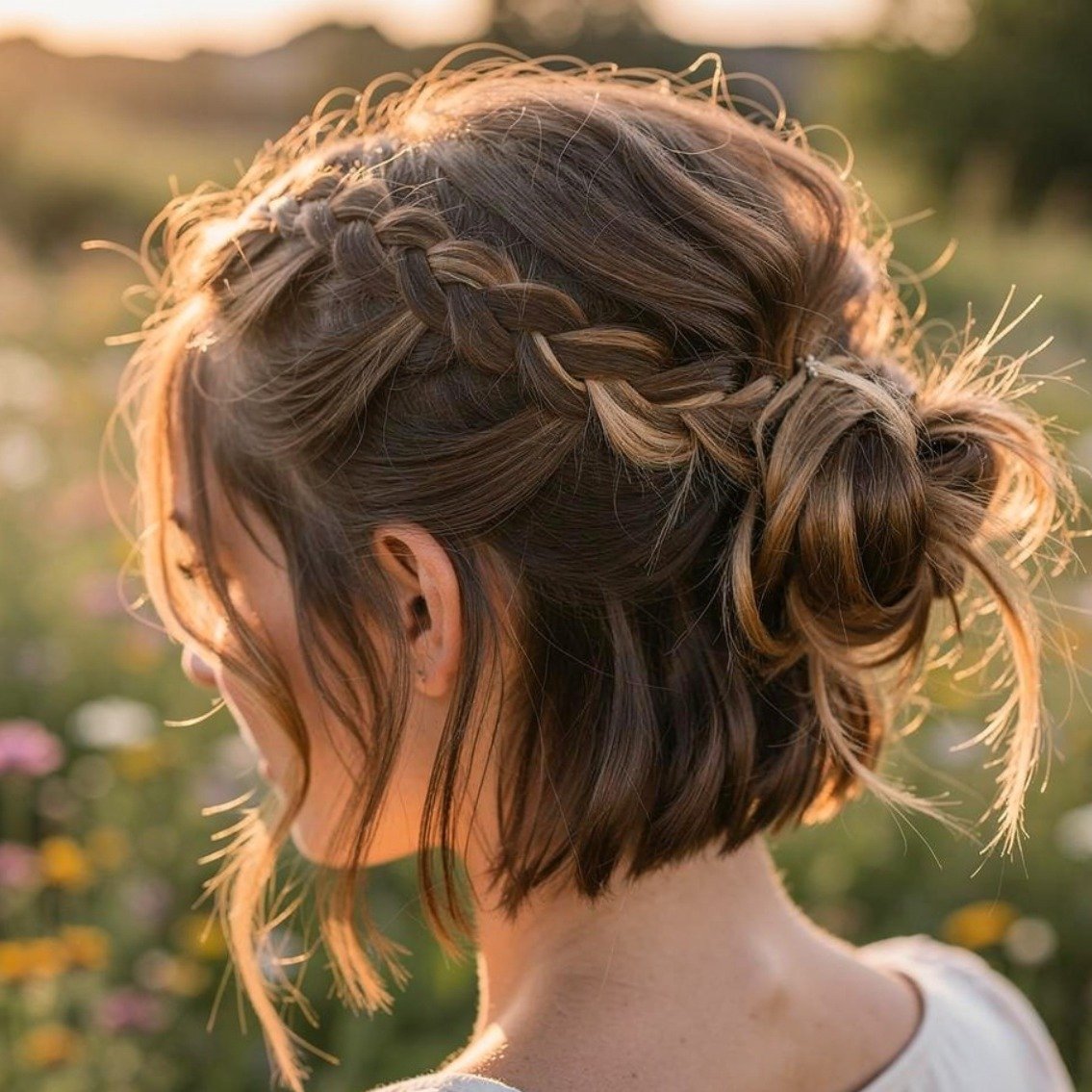 Messy Braided Updo Short Hair