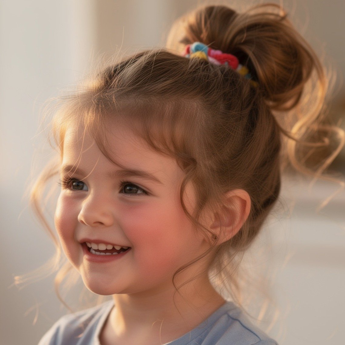 15 Trending Simple Hairstyles for Kids You'll Want to Try Every Day 8 Messy Bun 5