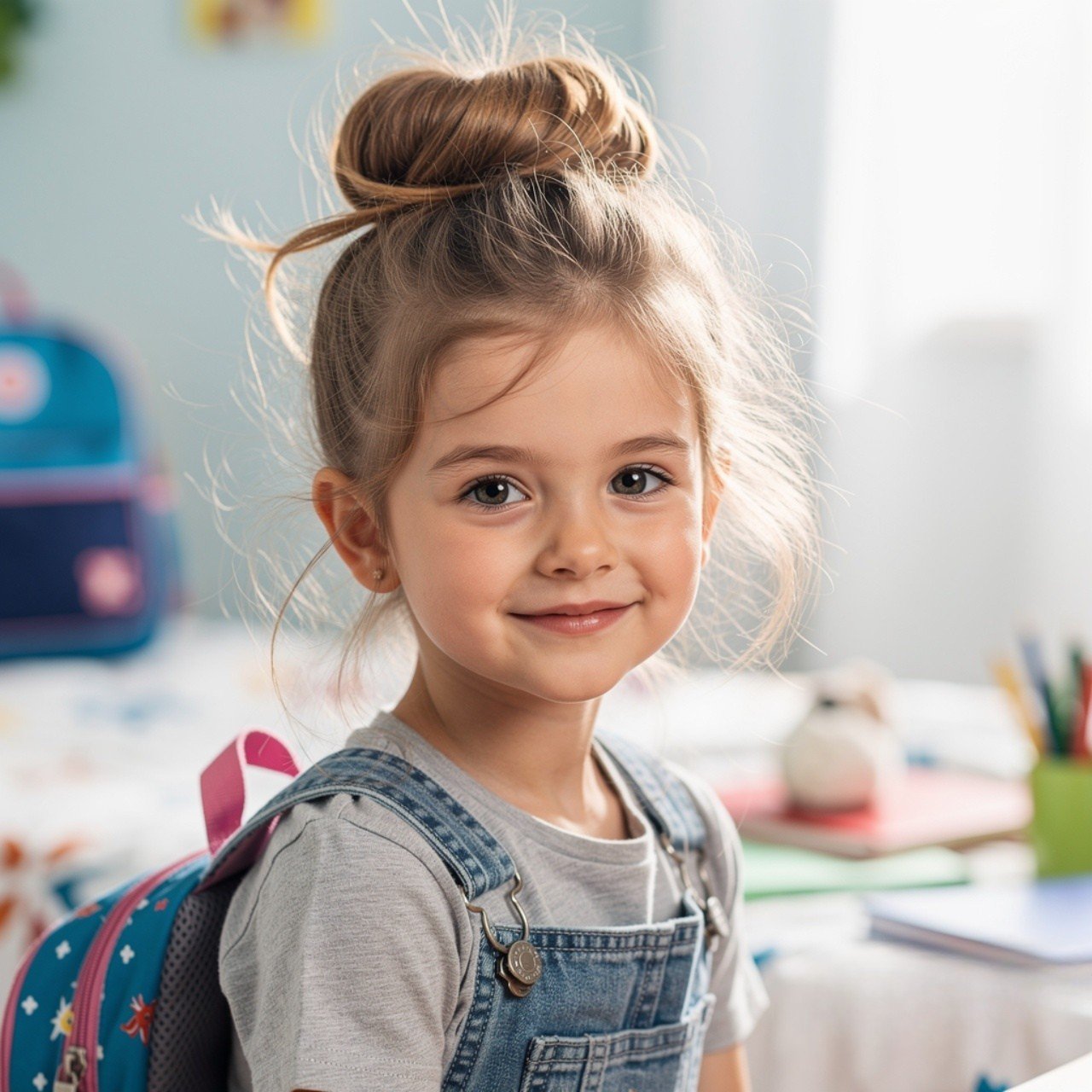 13 Trending Easy Kids Hairstyles for Cute Everyday Looks 5 Messy Bun Easy Kids Hairstyle