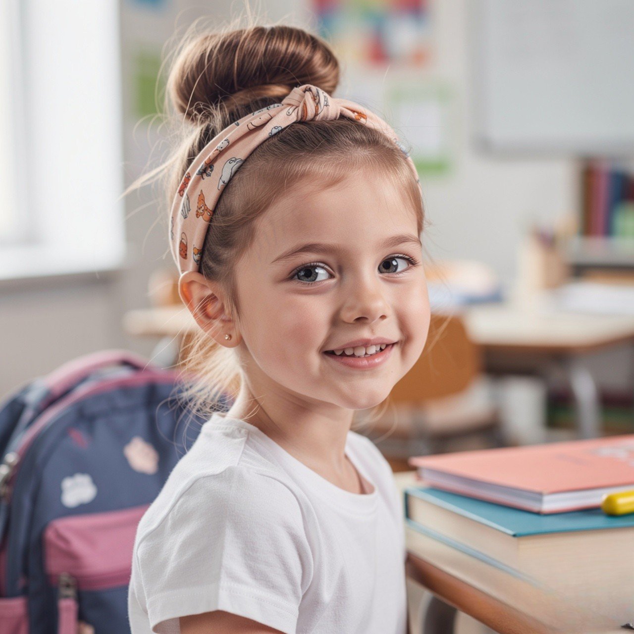 15 Trending Easy Little Girl Hairstyles for Cute Everyday Looks 5 Messy Bun with Headband Little Girl Hairstyle