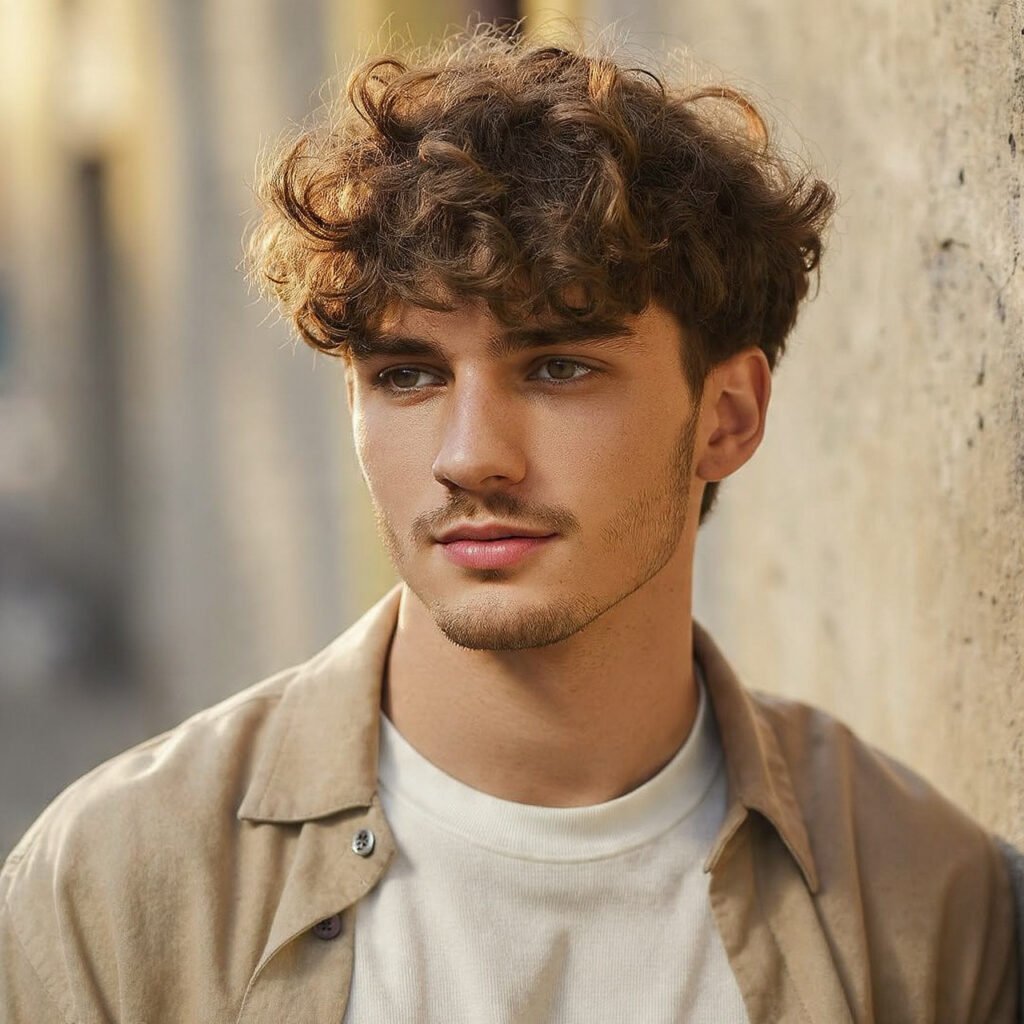 Messy Curly Style For Men
