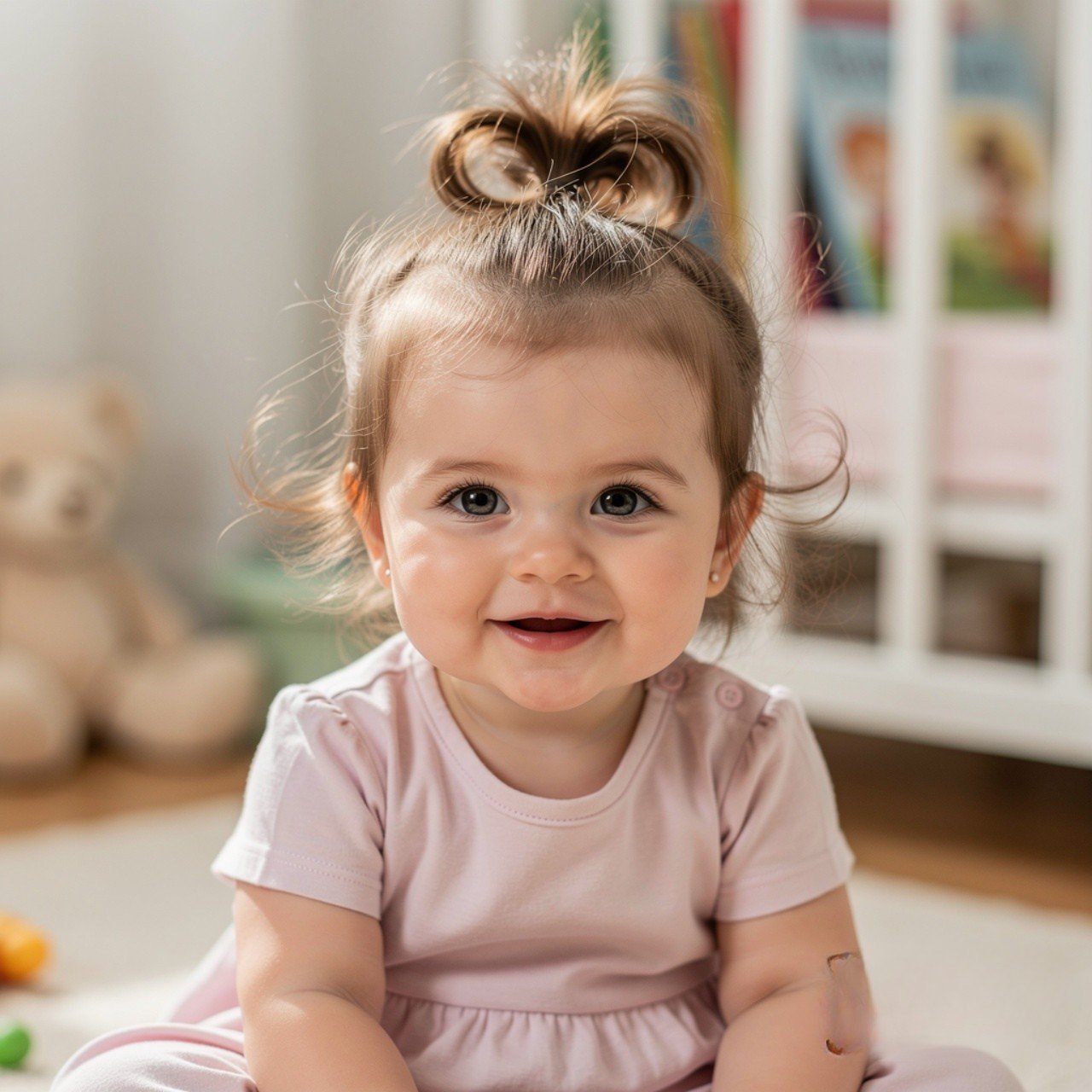 Messy Tiny Bun Toddler Hairstyle