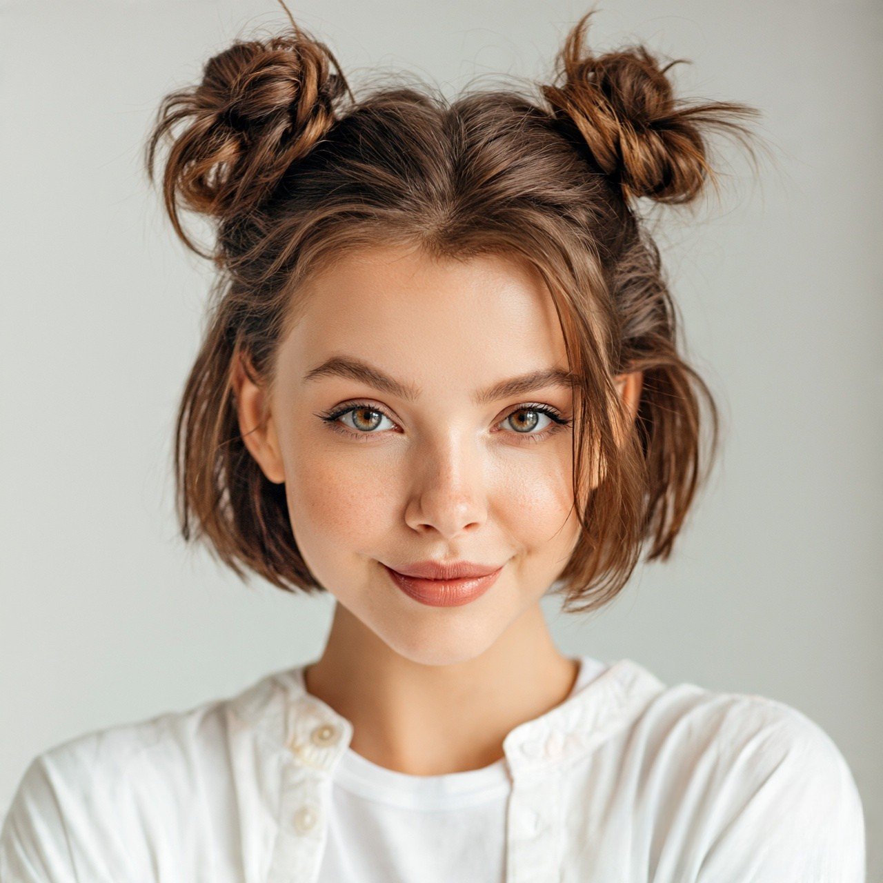 Mini Space Buns For Short Hair