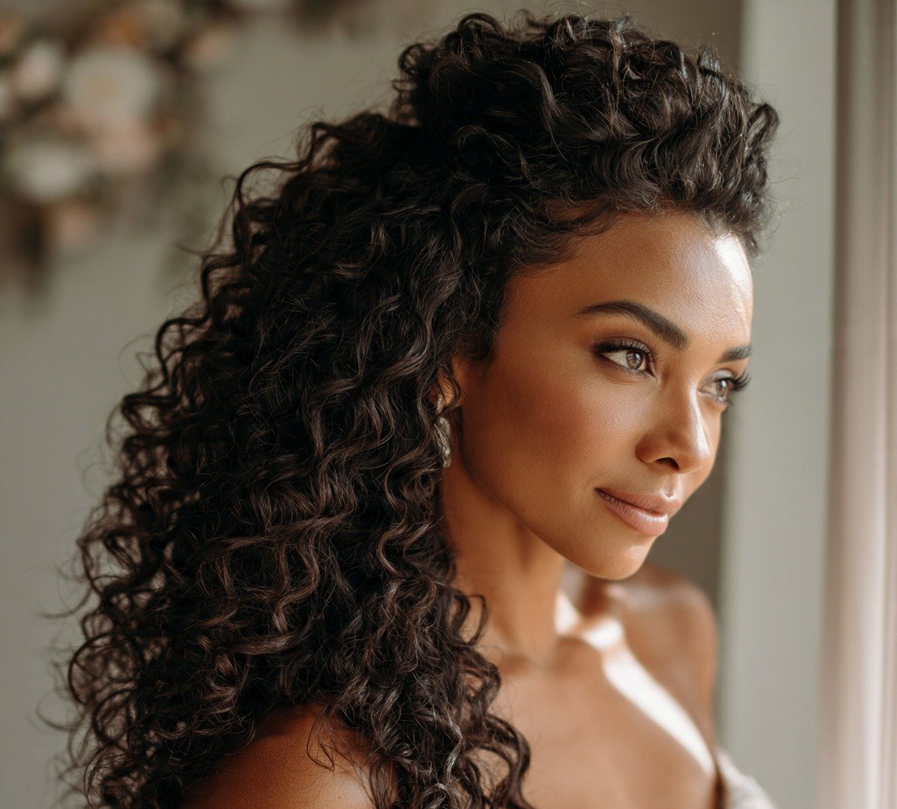 Natural Curls Half Up Half Down