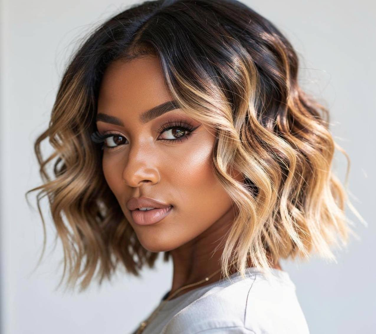Ombre Wavy Bob Cute Quick Weave Hairstyles for Low Maintenance