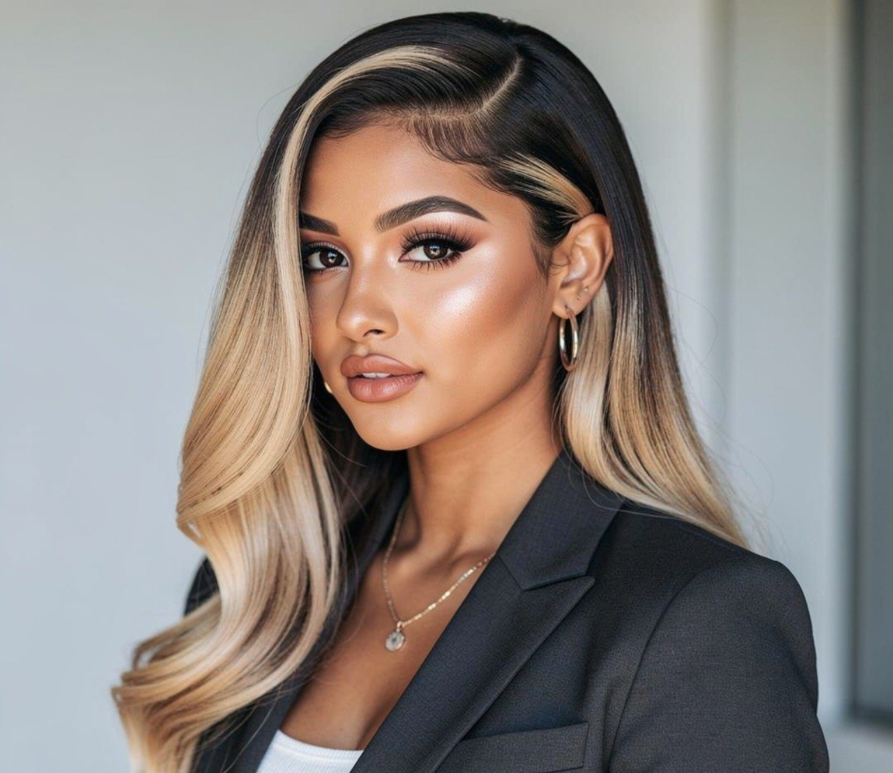Ombre quick weave hairstyles side part for low maintenance