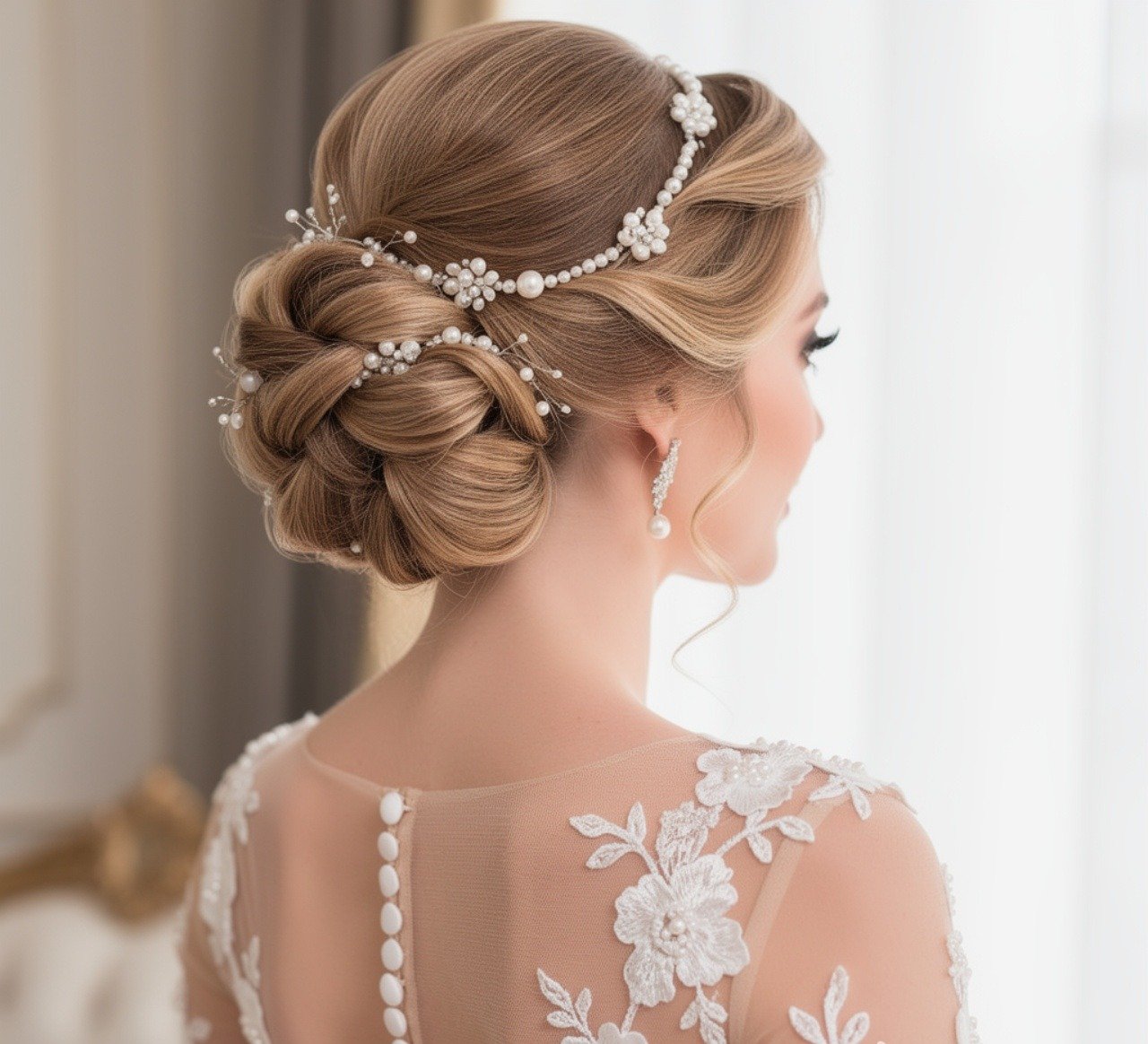 Pearl Accessorized Wedding Hairstyles for Luxury Brides