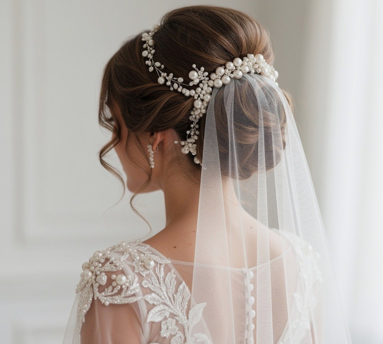 16 Beautiful Wedding Hairstyles with Veil Every Bride Will Love 17 Pearl Accessorized Wedding Hairstyles with Veil