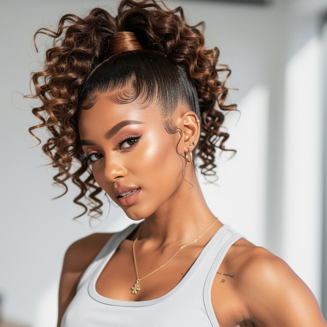 15 Trending Simple Curly Hairstyles That Are Easy and Beautiful 5 Pineapple Hairstyle