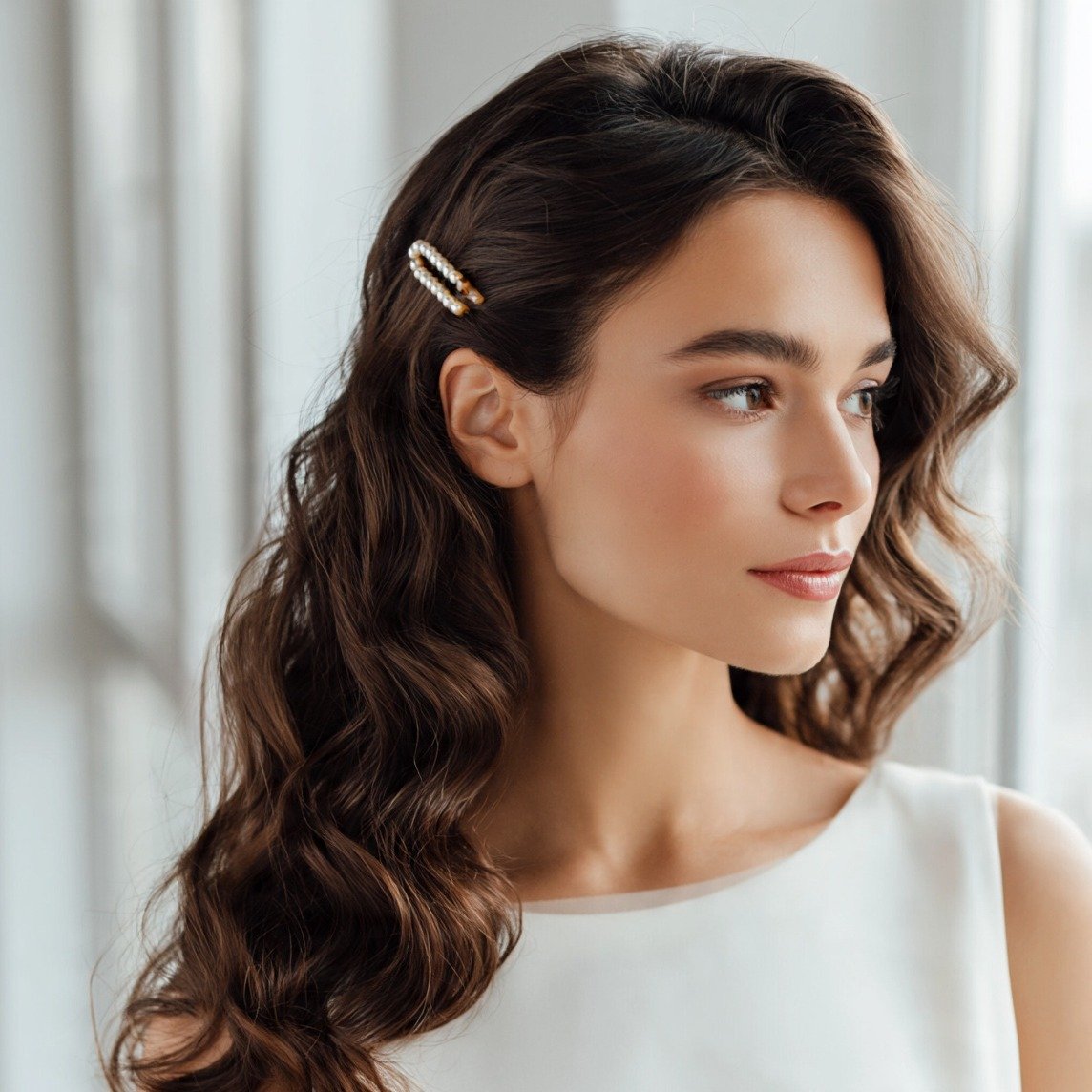 15 Trending Simple Hairstyles for Medium Hair That Are Easy and Stylish 15 Pinned Back Waves with a Hair Clip