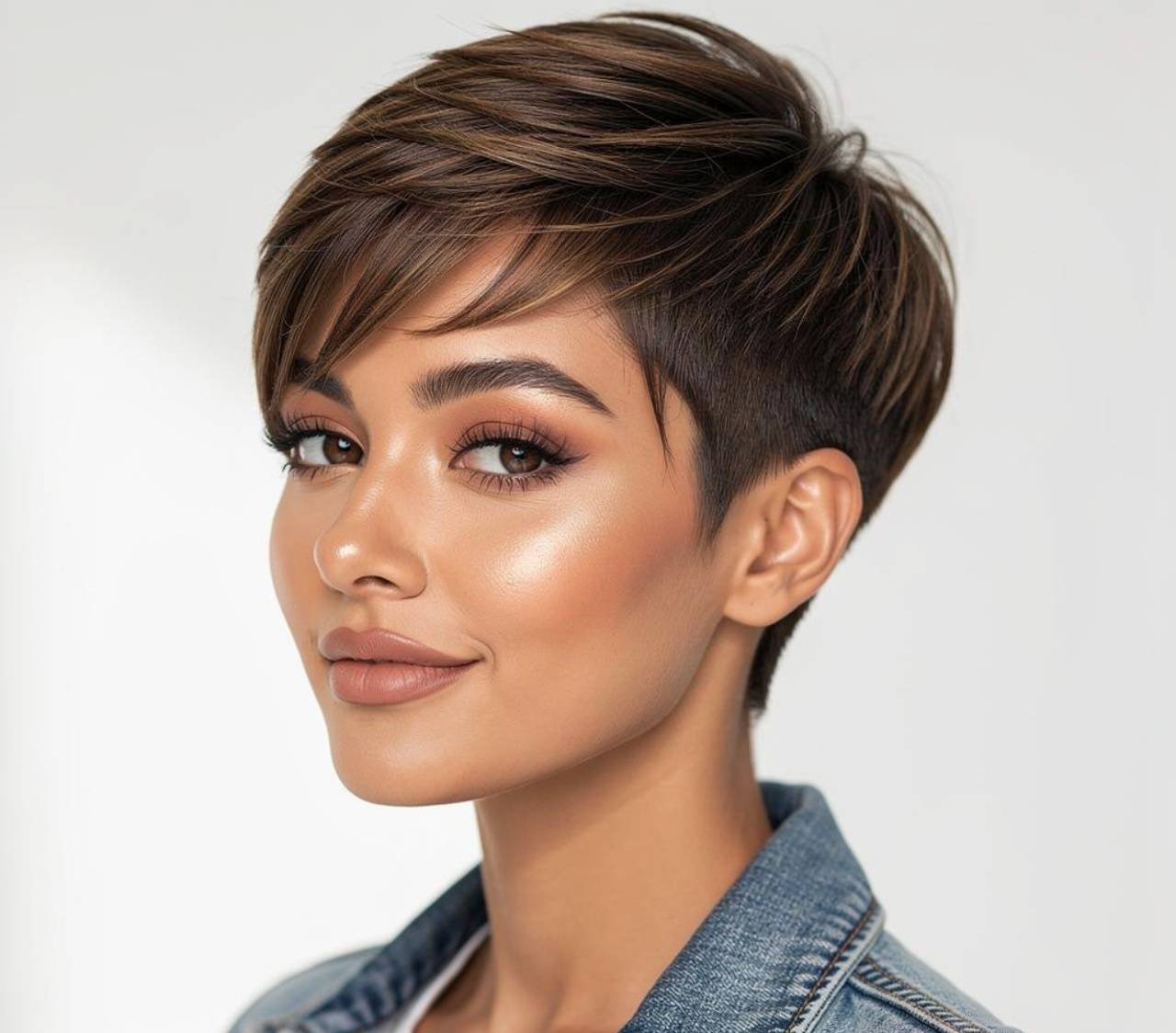 Pixie Short Quick Weave Hairstyle for heart face