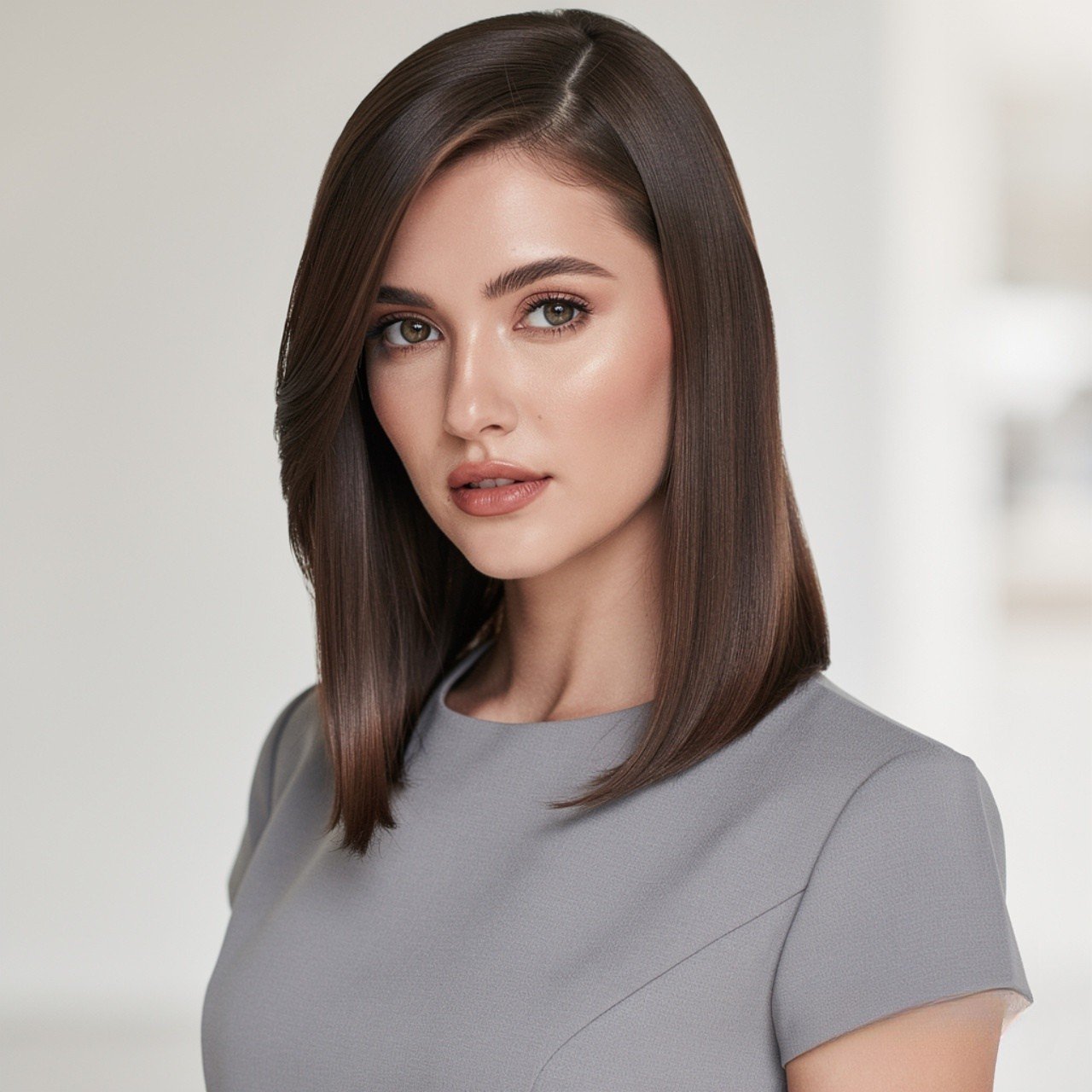 Polished Straight Hair with a Deep Side Part