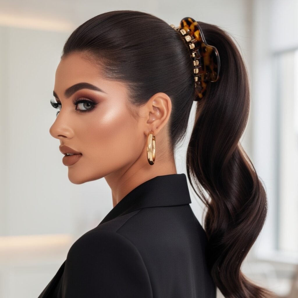Ponytail with Claw Clip Detail