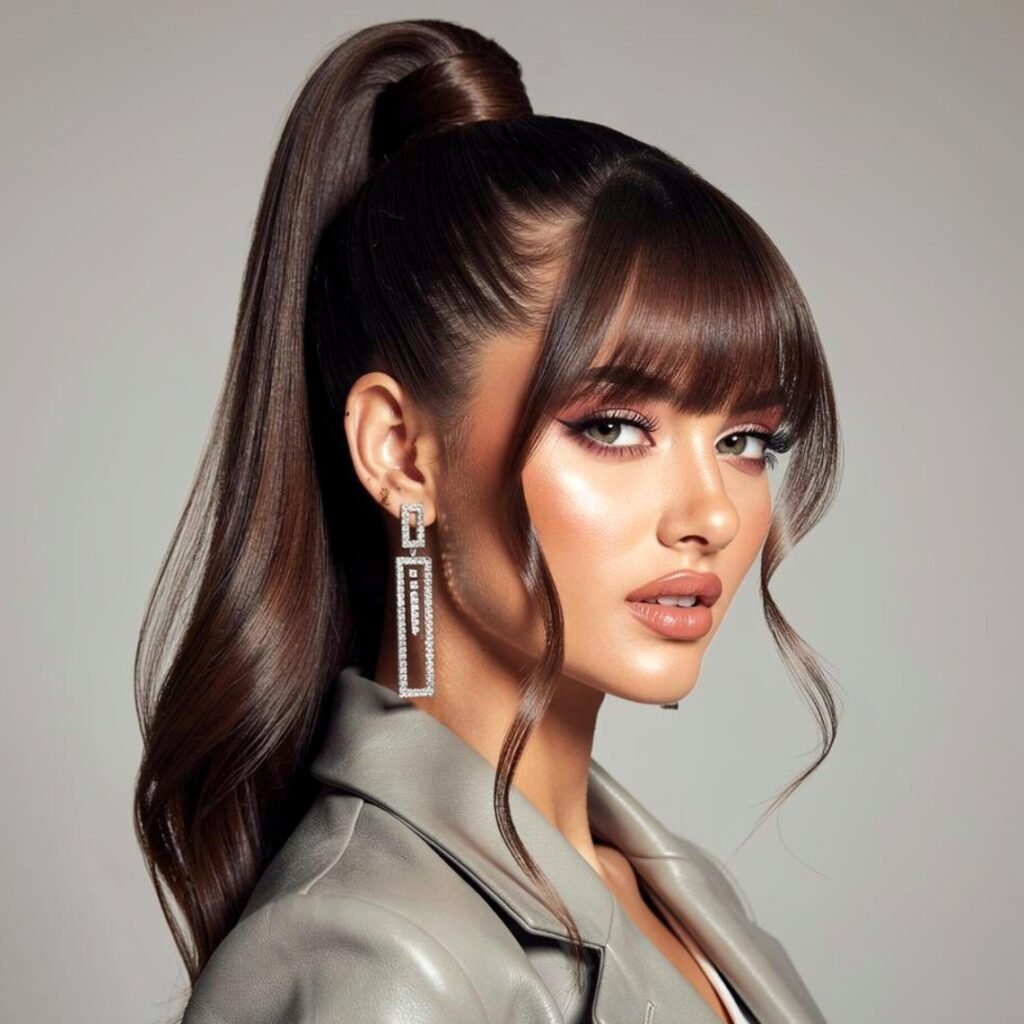 Ponytail with Curtain Bangs