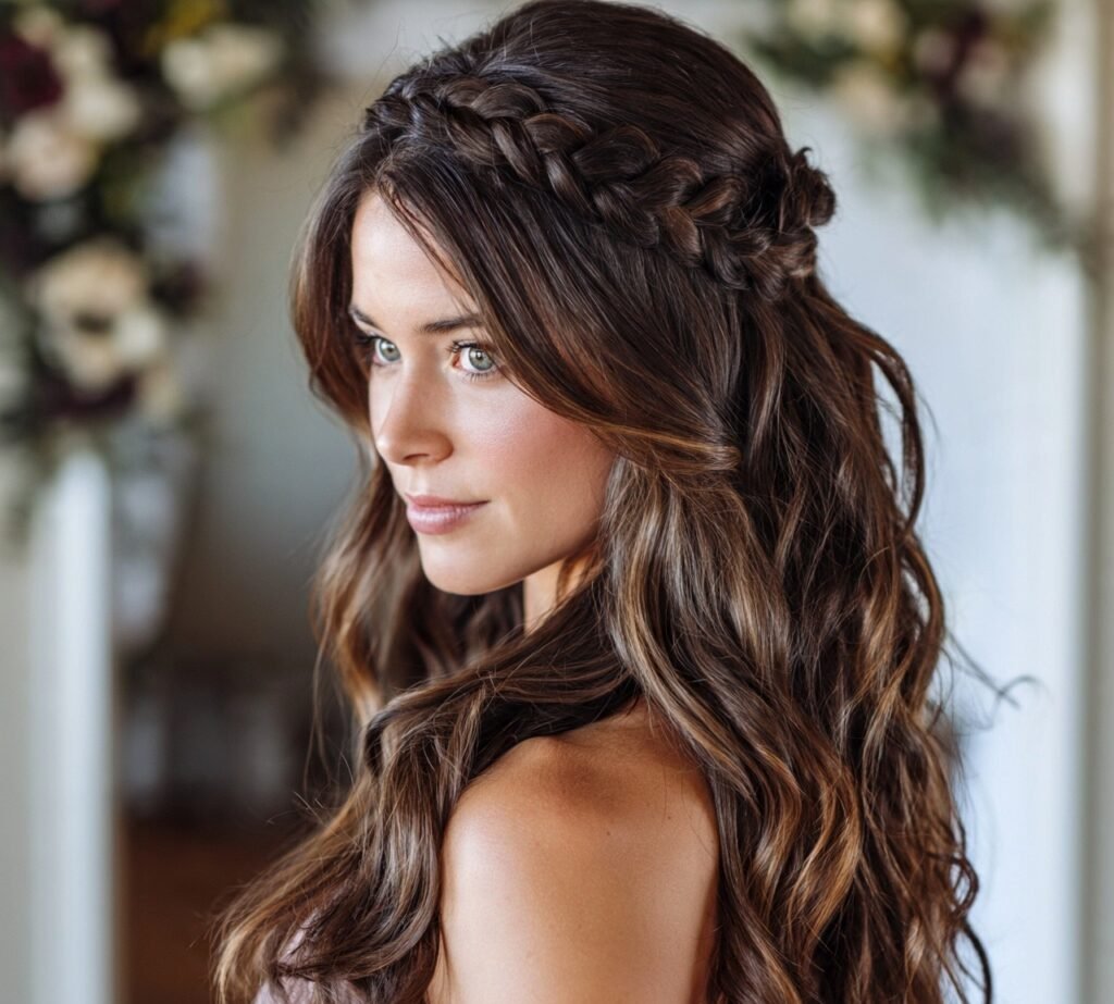 13 Stunning Wedding Hairstyles for Bridesmaids (With Styling Tips) 3 Romantic Half Up Braided Crown
