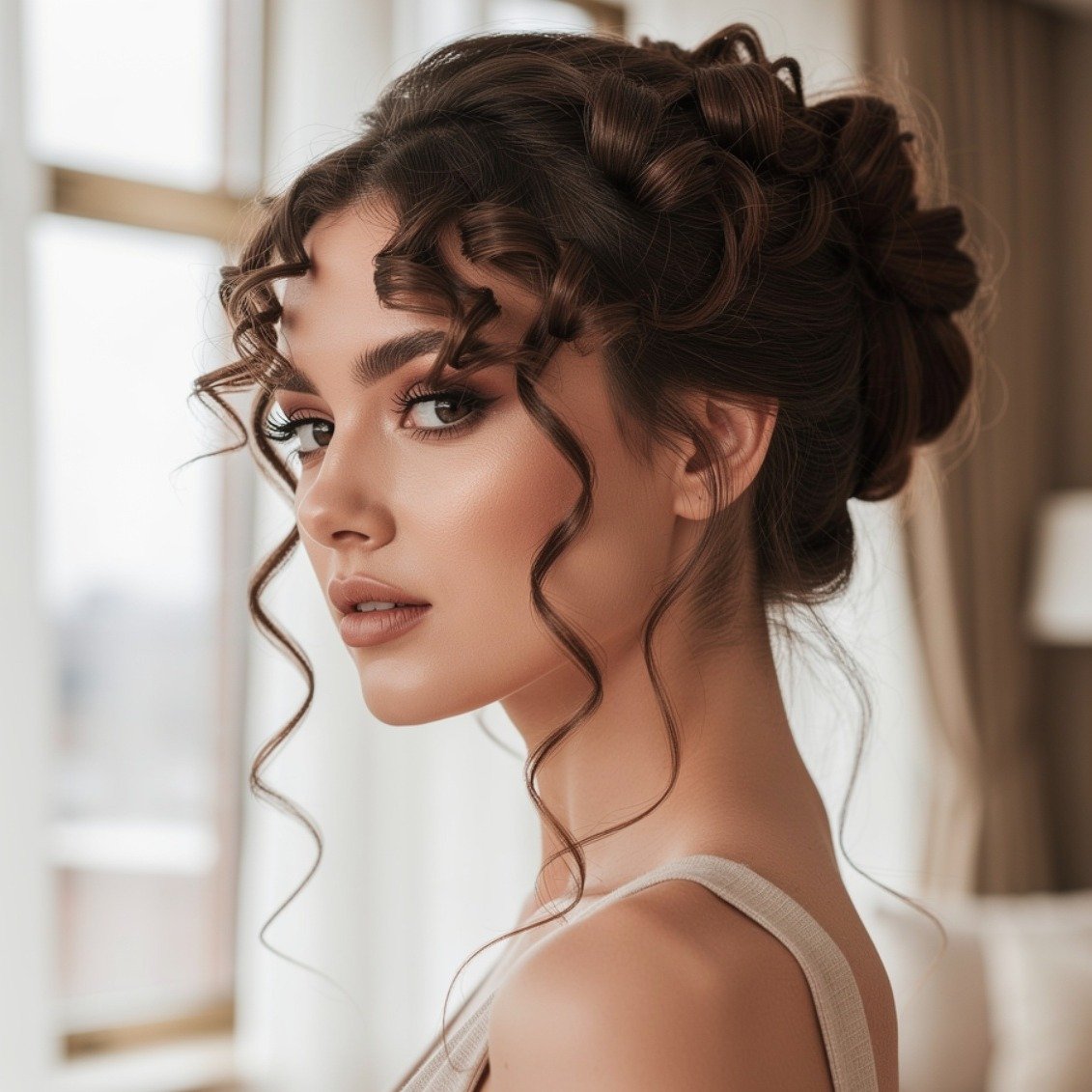 15 Stunning Curly Hairstyles for Wedding Ideas for Brides and Guests 2 Romantic Loose Curls Updo
